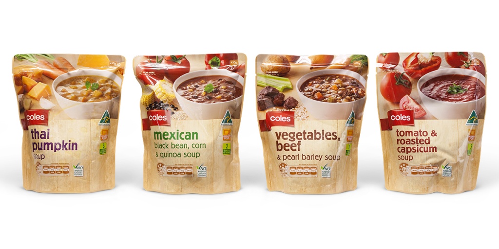 Davidson Branding FMCG Packaging Coles Soup Pouch Range