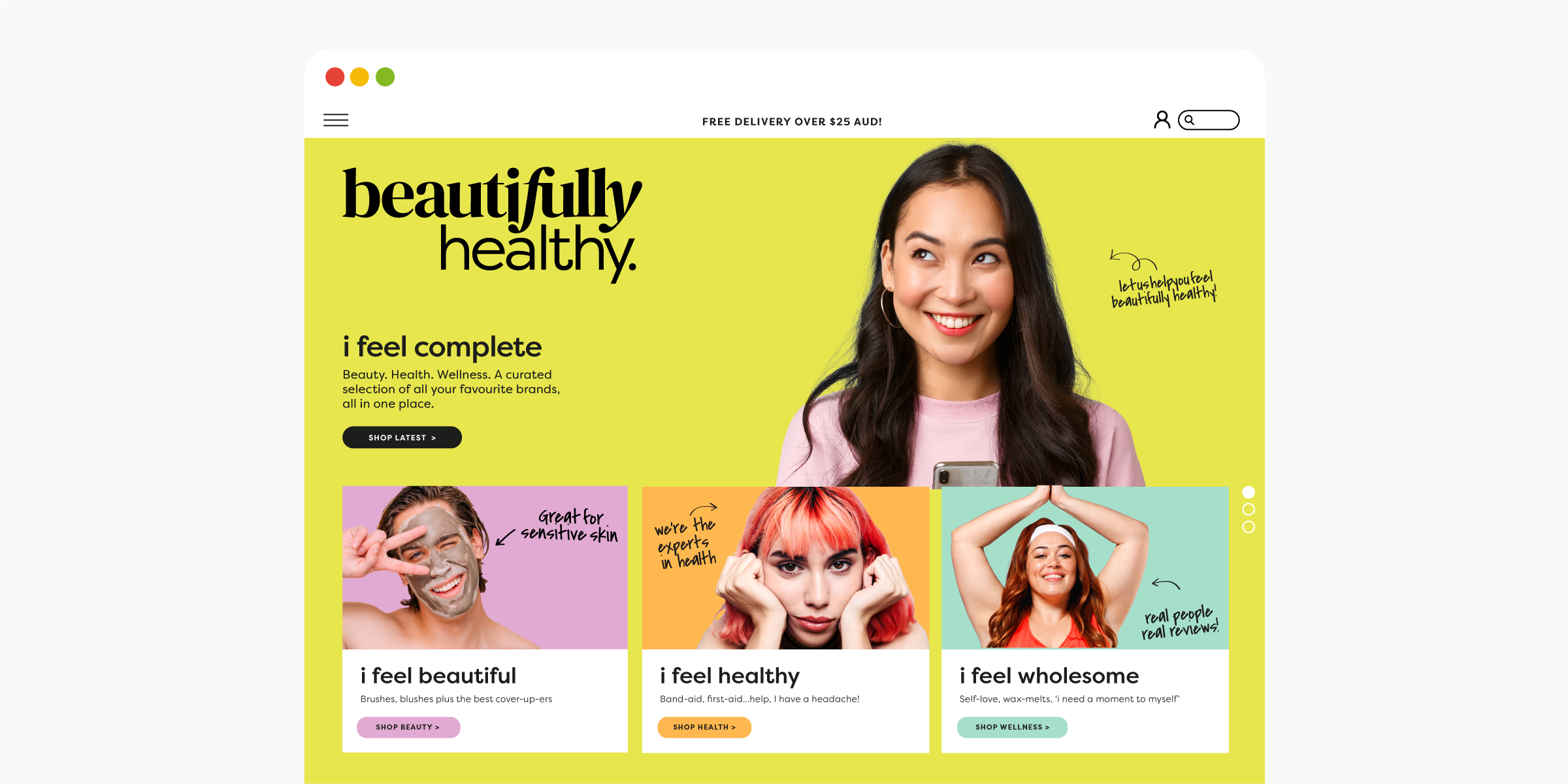 Beautifully Healthy - Website home page design