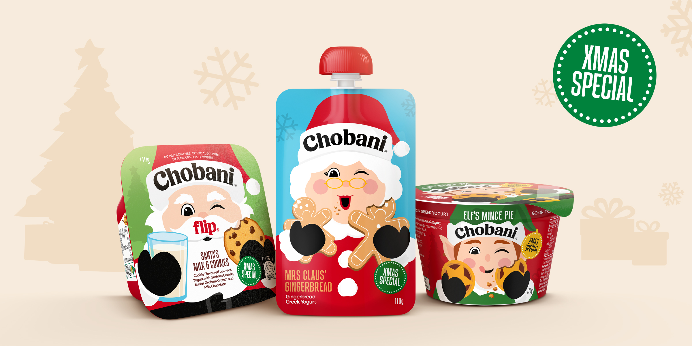 Chobani Australia Christmas - Product range packaging design