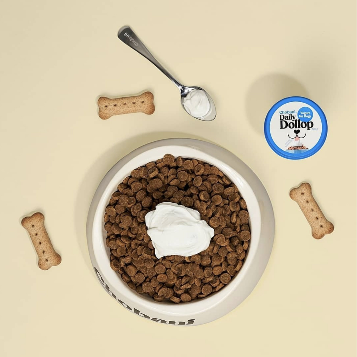 Chobani Daily Dollop - Dog bowl with a serving of Daily Dollop
