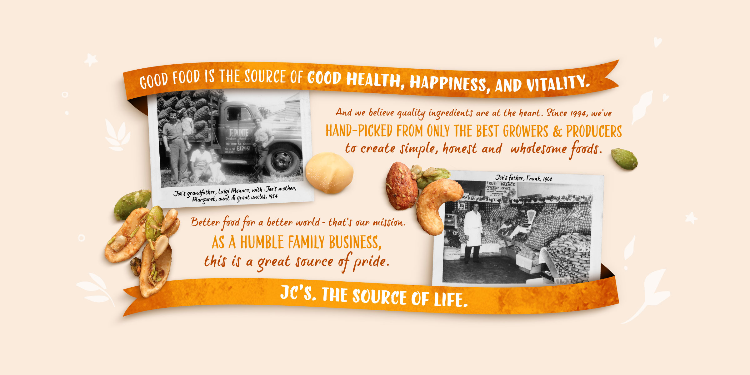 JC's Quality Foods Nuts Brand Identity Packaging Design Digital Website