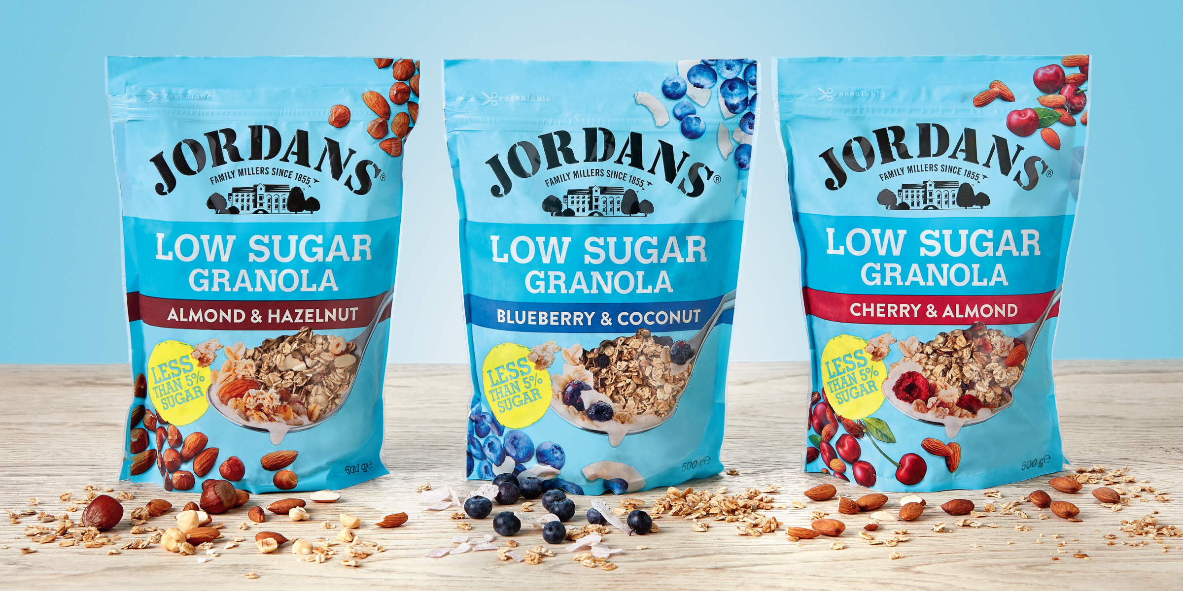 Jordans Low Sugar Granola - Product range packaging