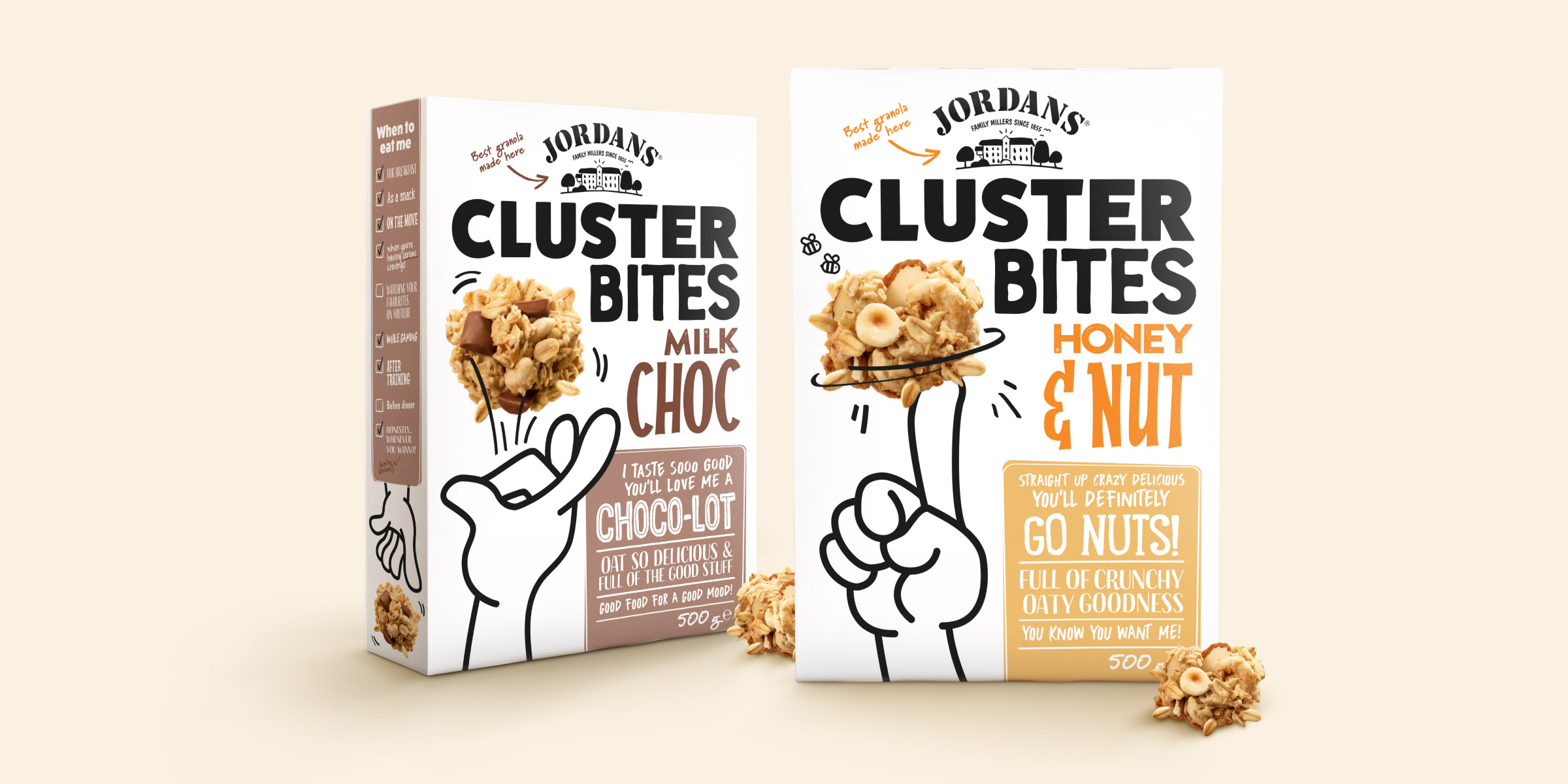 Jordans Cluster Bites Teenage Cereal Brand Identity Packaging