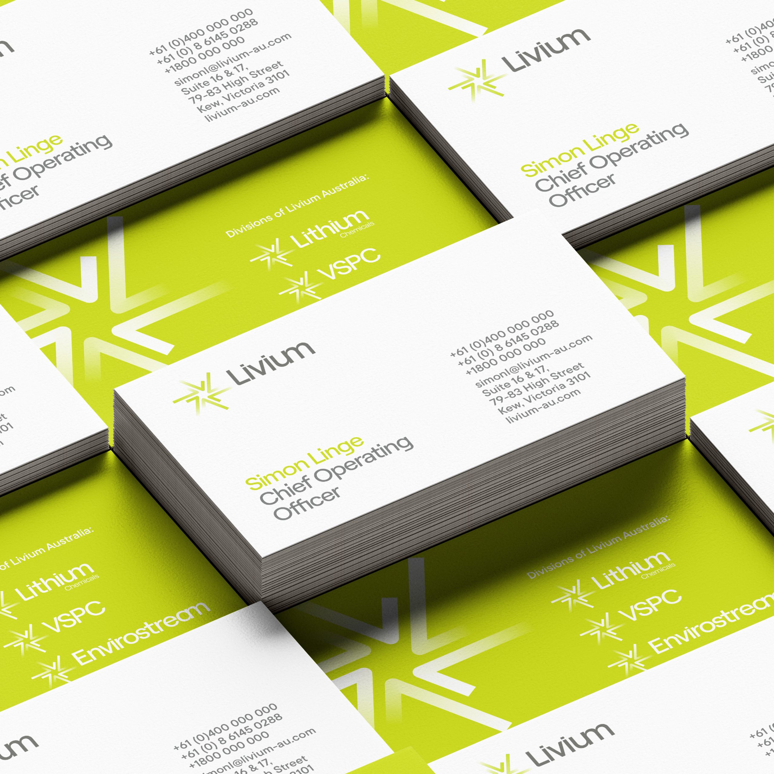 Livium Rebrand Business Cards