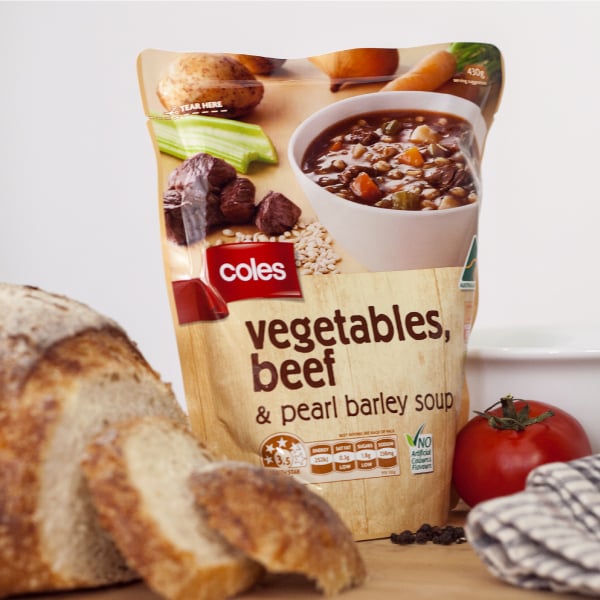 Davidson Branding FMCG Packaging Coles Red Ribbon Vegetable Beef Soup