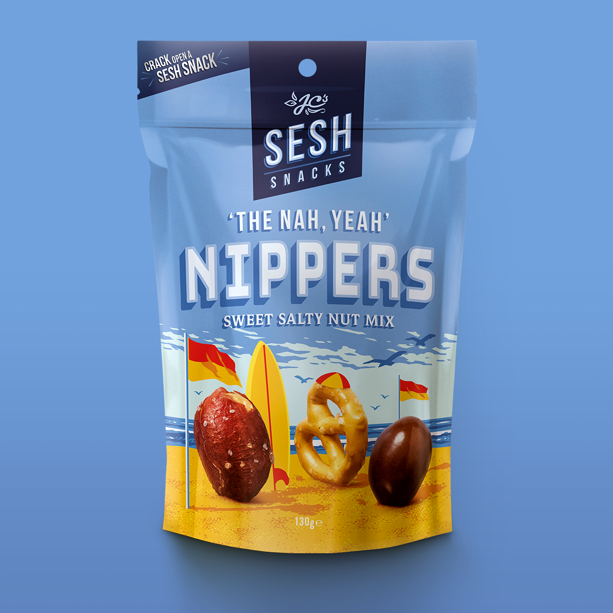 JC's Sesh Snacks - Nippers front of pack design