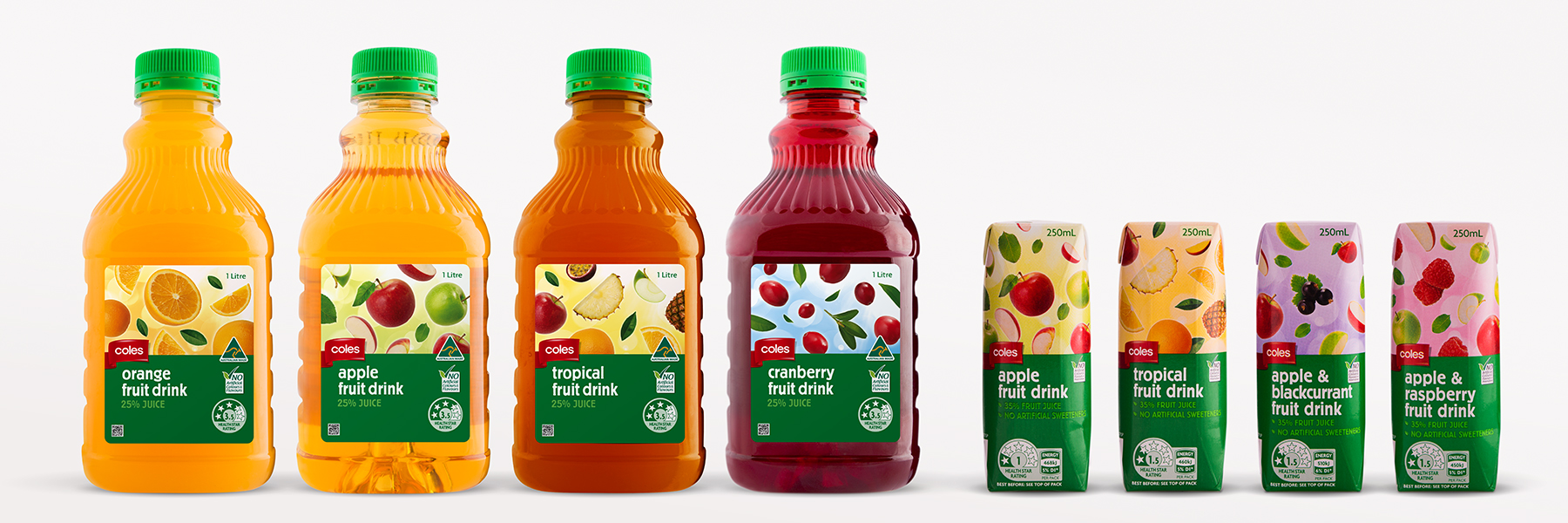 Davidson Branding FMCG Packaging Coles Fruit Juice Range